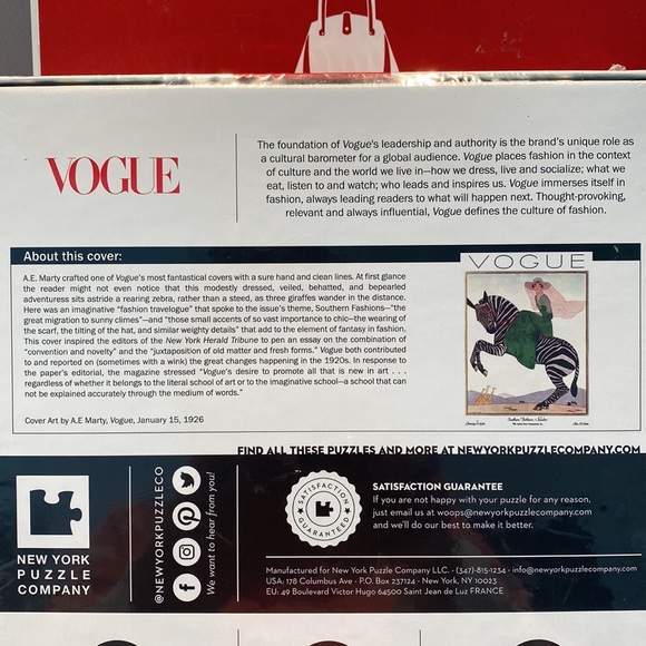 Vogue Lady on a Zebra 500 piece puzzle NEW sealed jigsaw New York Puzzle Co. - Picture 6 of 13